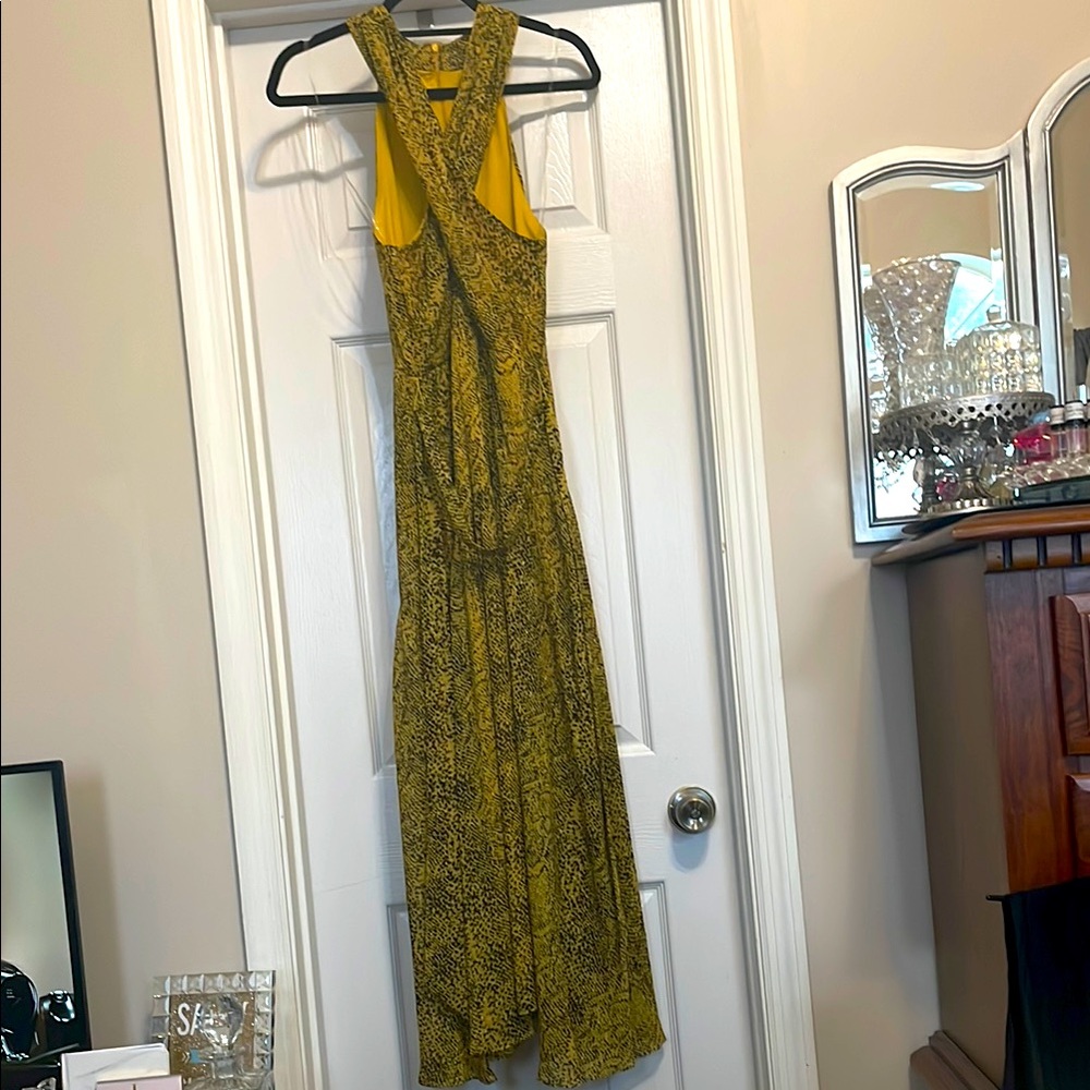 Taylor Elegant Yellow Patterned Dress